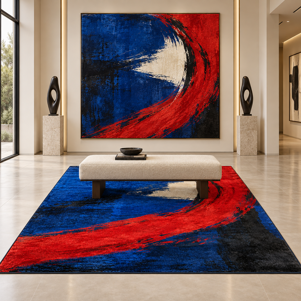 Cobalt Lacquer Recycled PET Silk Area Rug