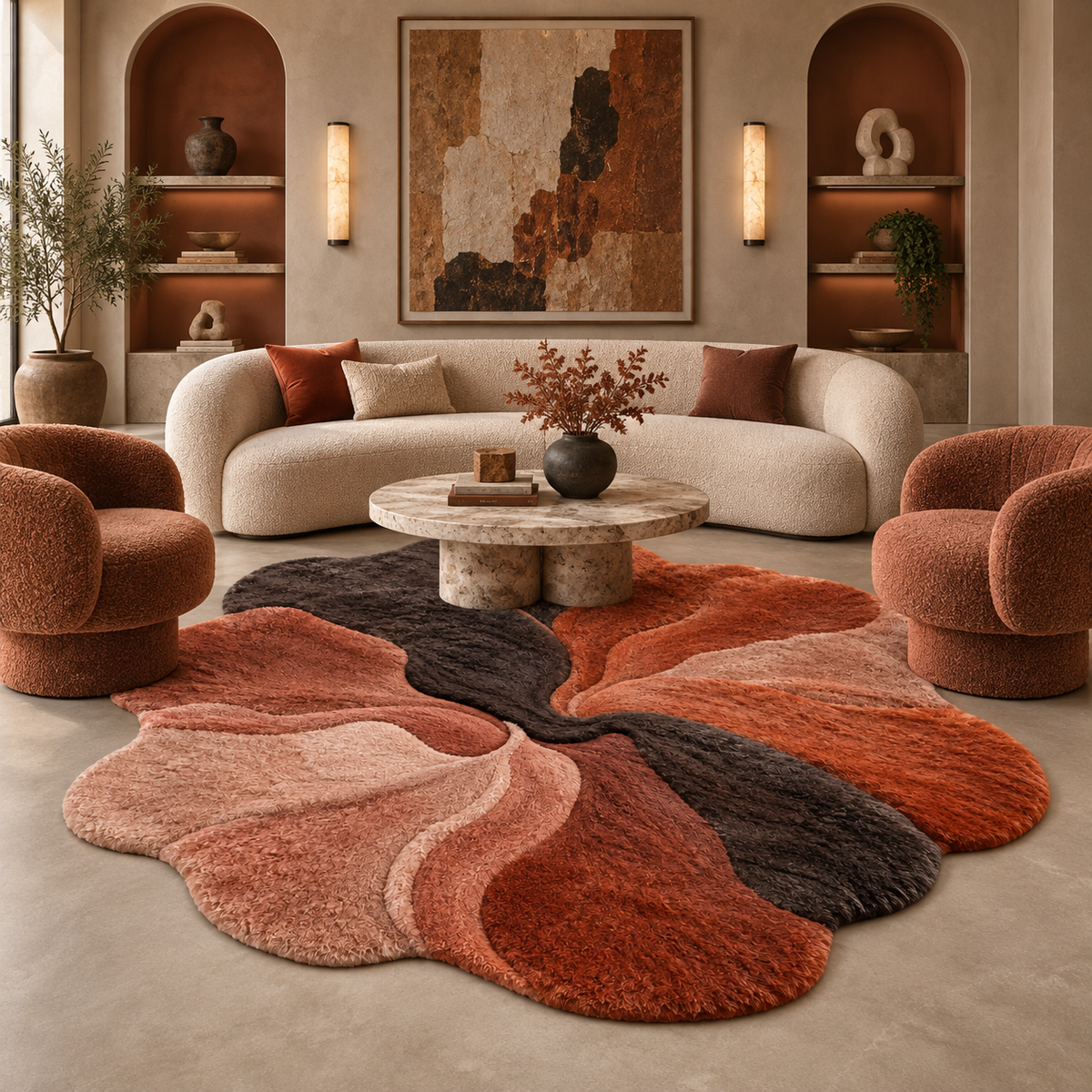 Cinder Bloom Mohair Freeform Rug