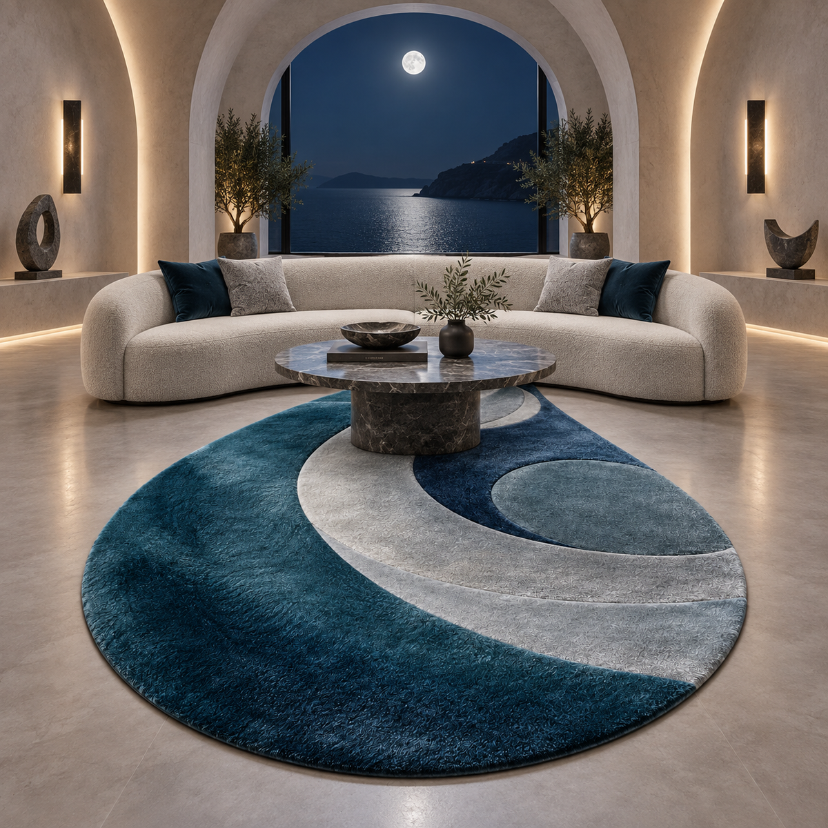 Silver Nocturne Cashmere Teardrop Rug