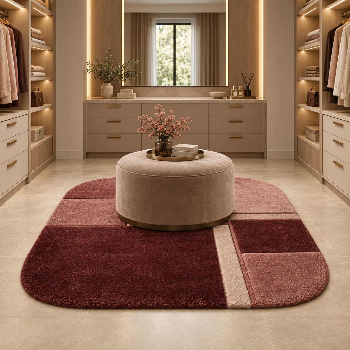 Rose Quartz Grid Alpaca Area Rug