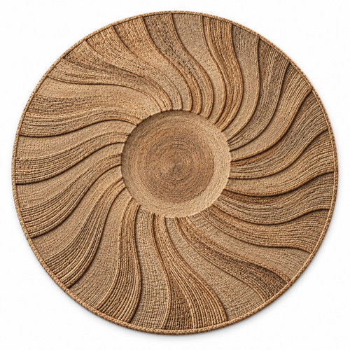 Tapis rond en jute filé à la main Desert Halo