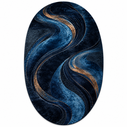 Tapis ovale en soie Midnight Koi Banana