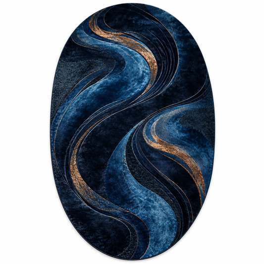 Midnight Koi Banana Silk Oval Rug