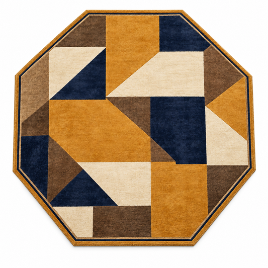 Saffron Mosaic Camel Hair Octagonal Rug