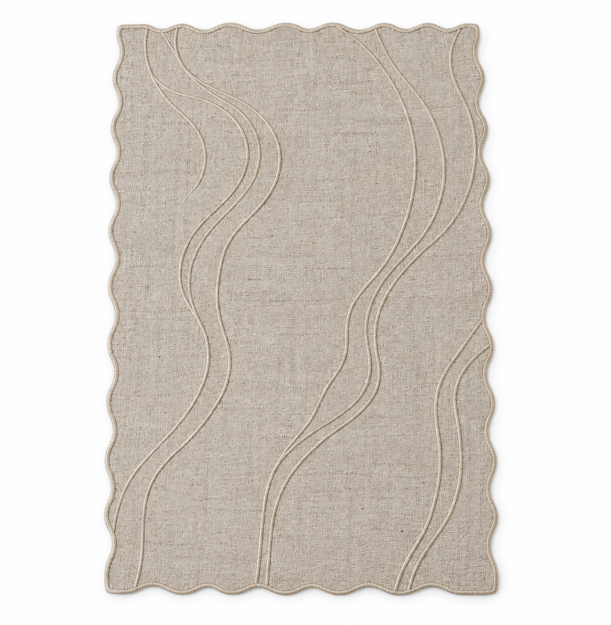 Pearl Current Linen Scalloped Area Rug