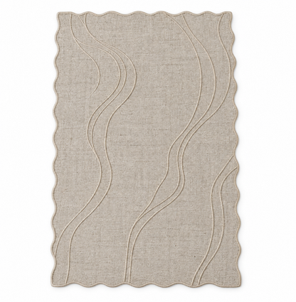 Pearl Current Linen Scalloped Area Rug