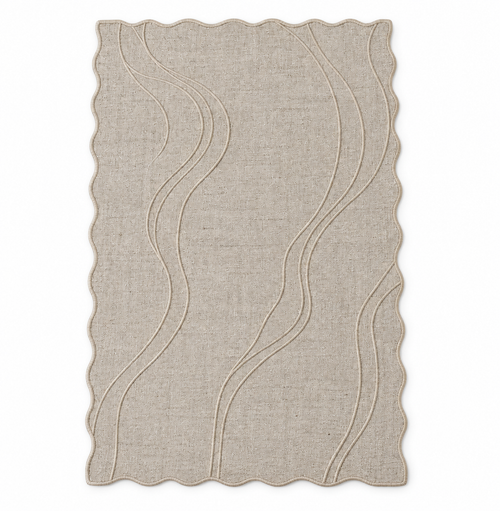 Pearl Current Linen Scalloped Area Rug
