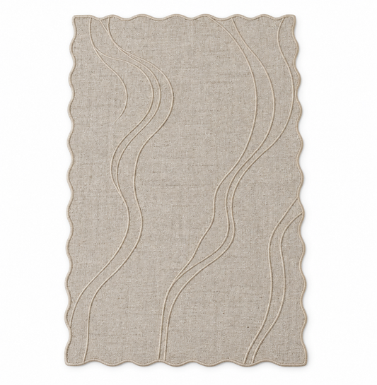Pearl Current Linen Scalloped Area Rug