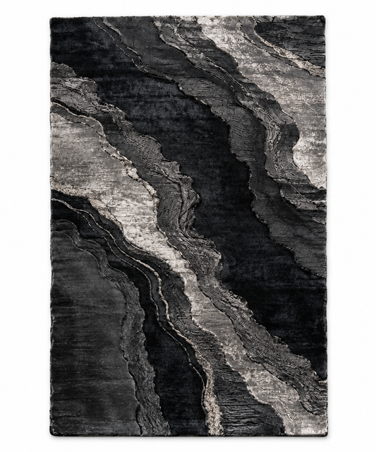 Obsidian Strata Natural Silk Area Rug