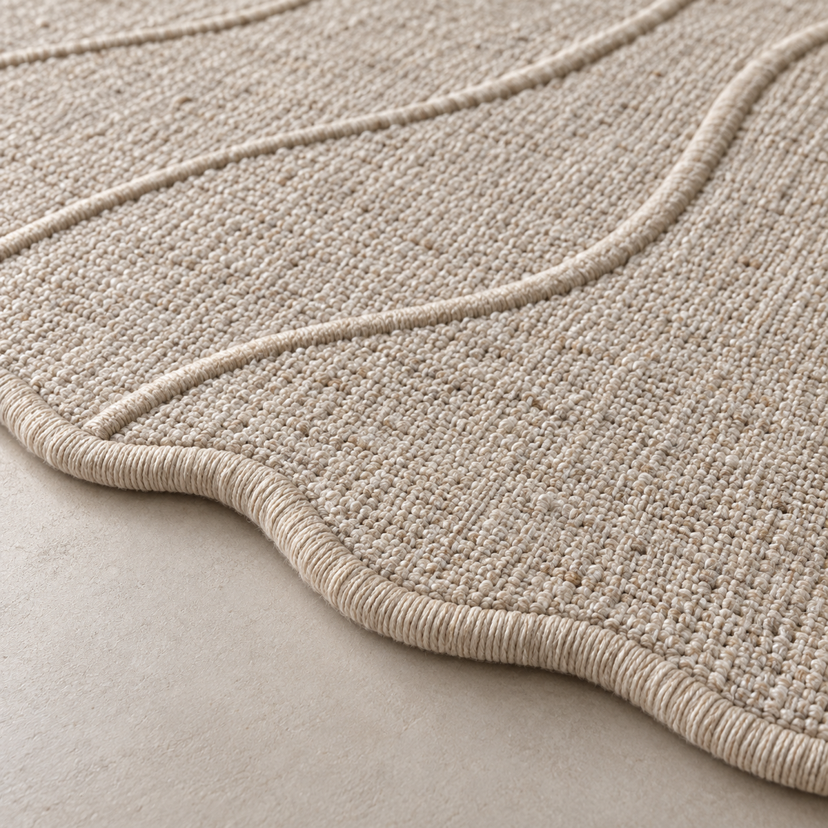 Pearl Current Linen Scalloped Area Rug