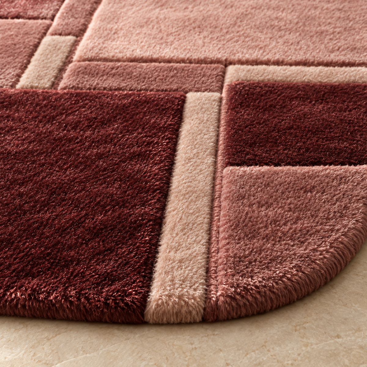 Rose Quartz Grid Alpaca Area Rug