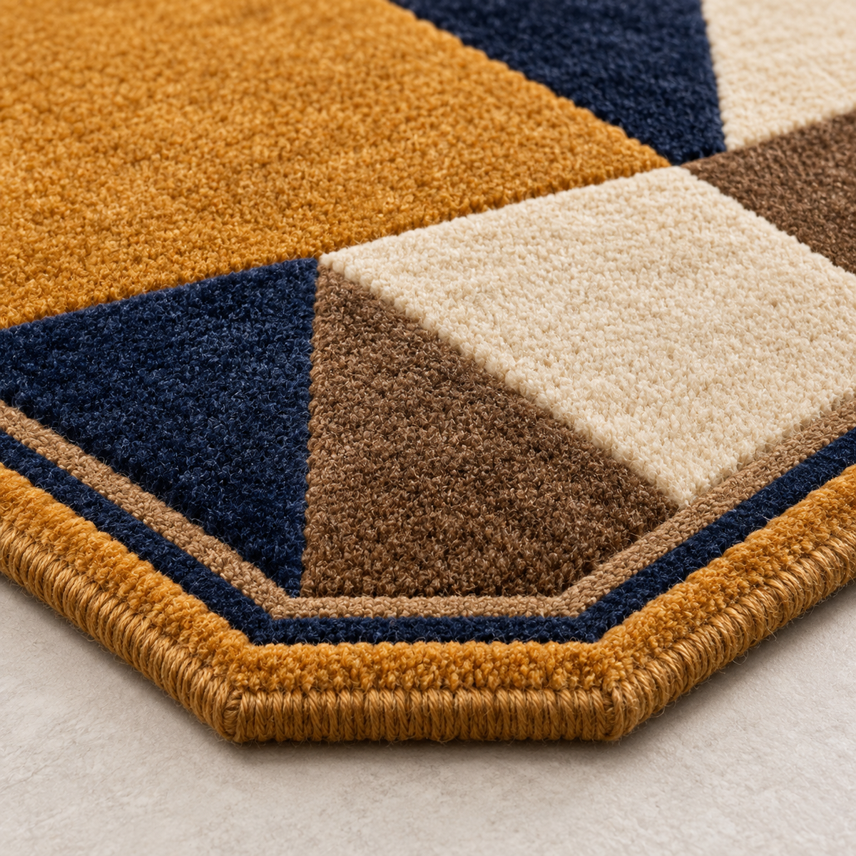 Saffron Mosaic Camel Hair Octagonal Rug