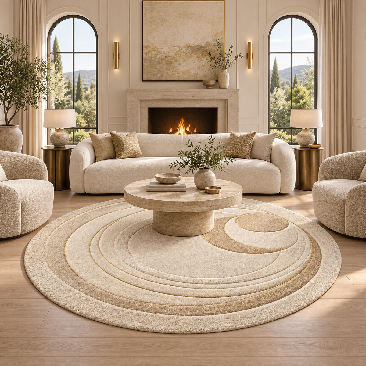 Aurelia Orbit Sculpted Round Area Rug