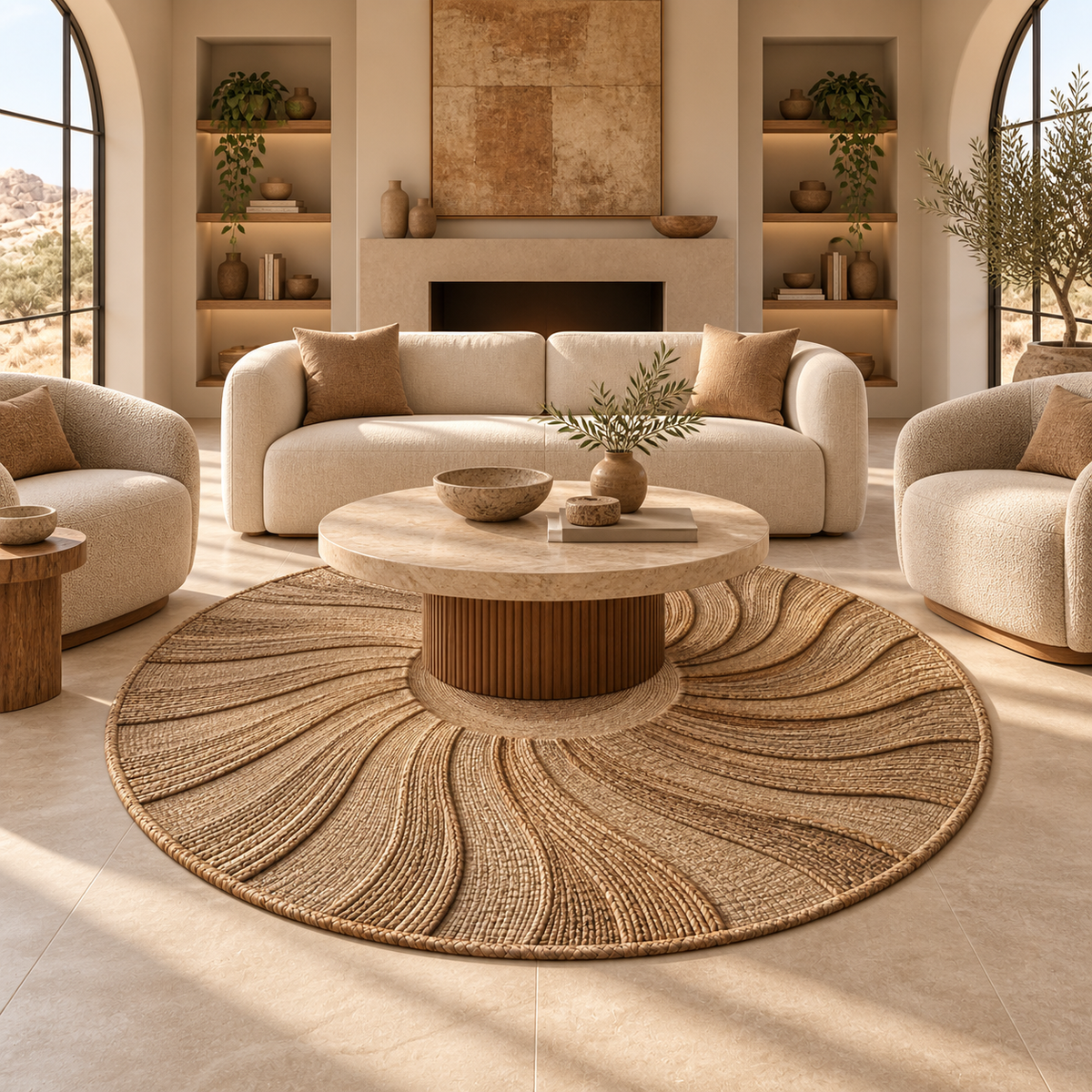 Desert Halo Hand-Spun Jute Round Rug