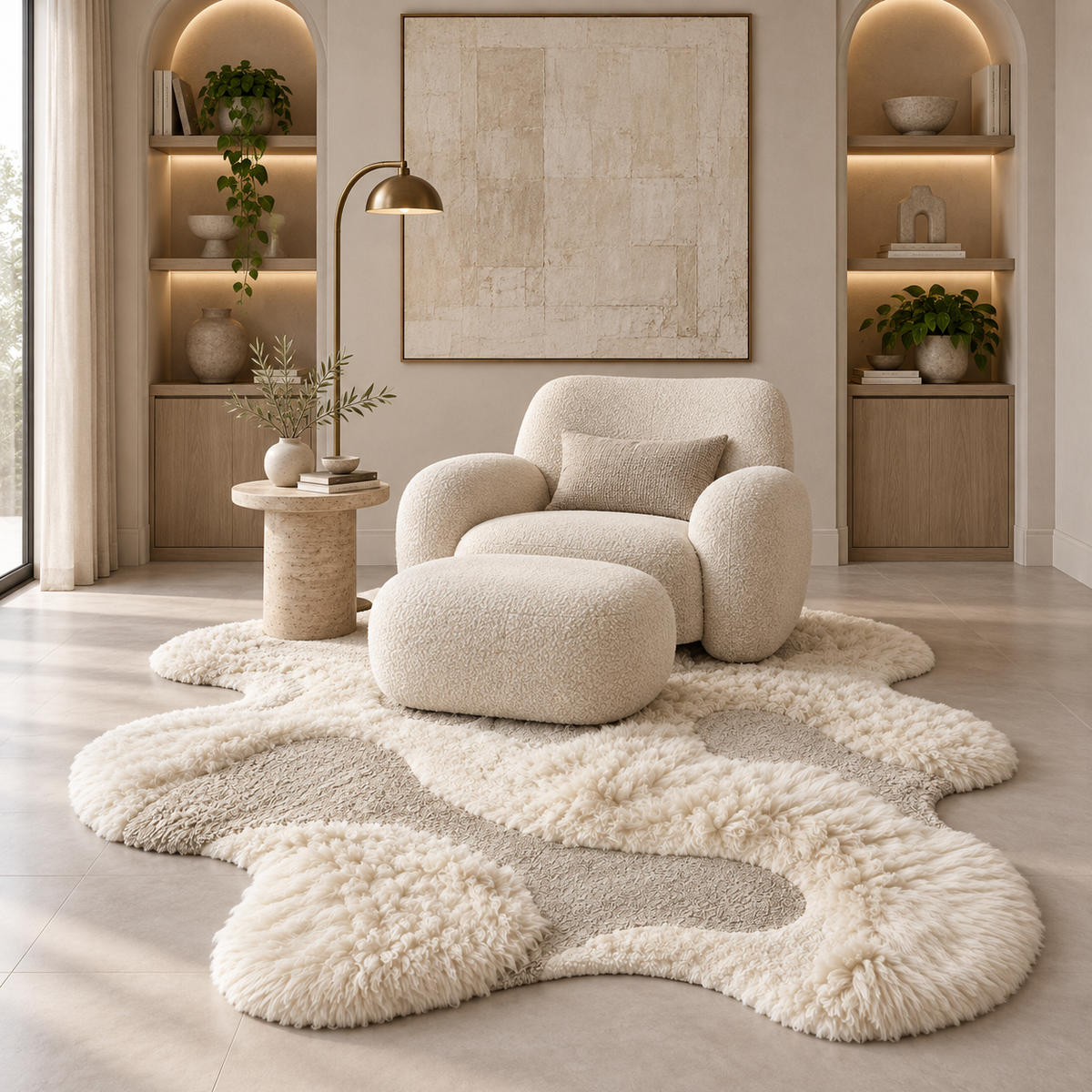 Ivory Tundra Sheepskin Freeform Rug