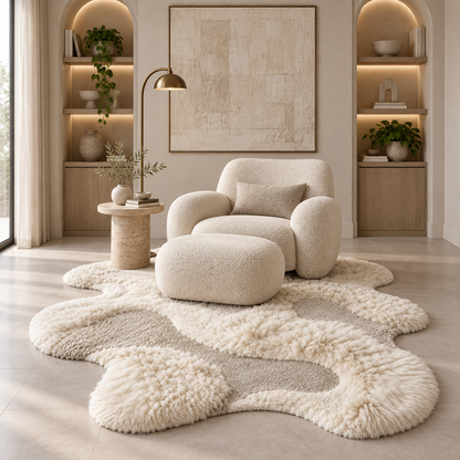 Ivory Tundra Sheepskin Freeform Rug