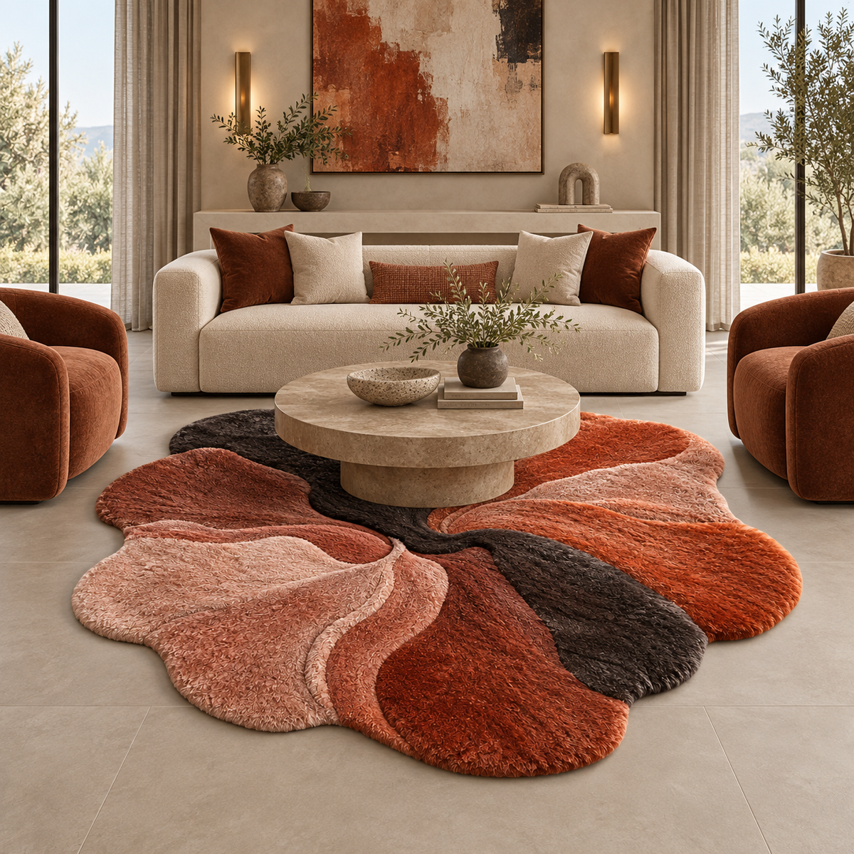 Cinder Bloom Mohair Freeform Rug
