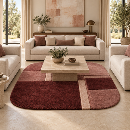 Tapis alpaga à motif quadrillé quartz rose
