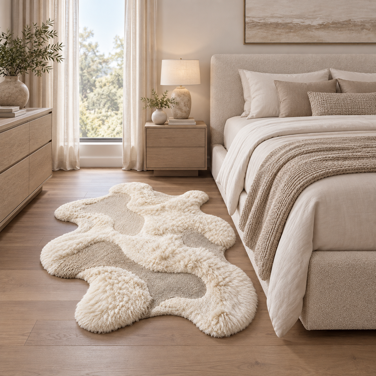 Ivory Tundra Sheepskin Freeform Rug
