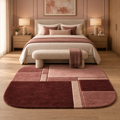 Tapis alpaga à motif quadrillé quartz rose