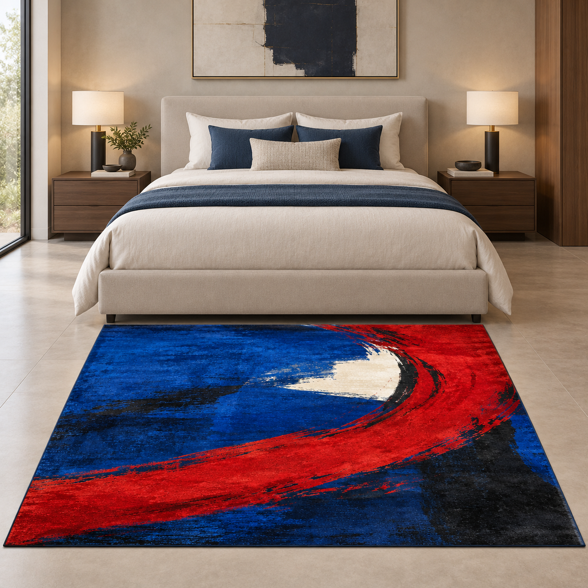 Cobalt Lacquer Recycled PET Silk Area Rug