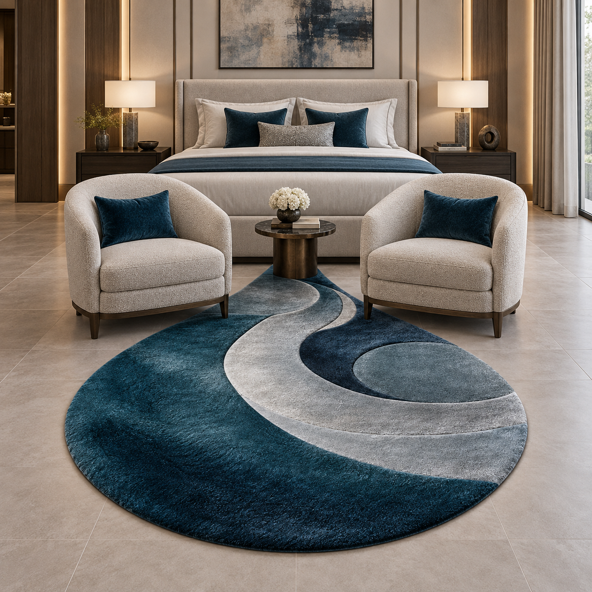Silver Nocturne Cashmere Teardrop Rug