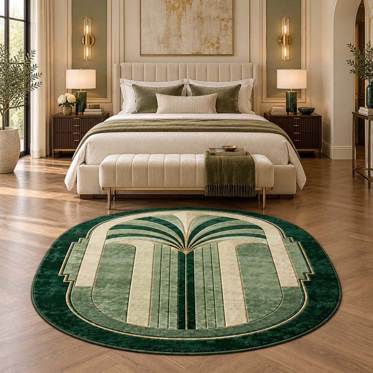 Verdant Palais Bamboo Silk Oval Rug