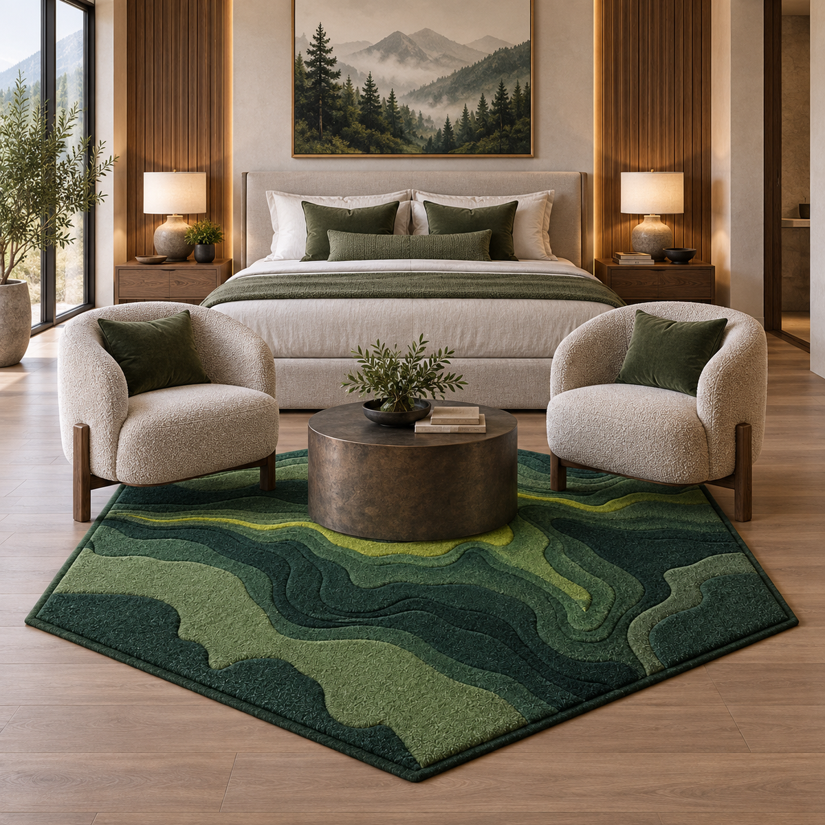 Alpine Shadow Felted Merino Hexagonal Rug
