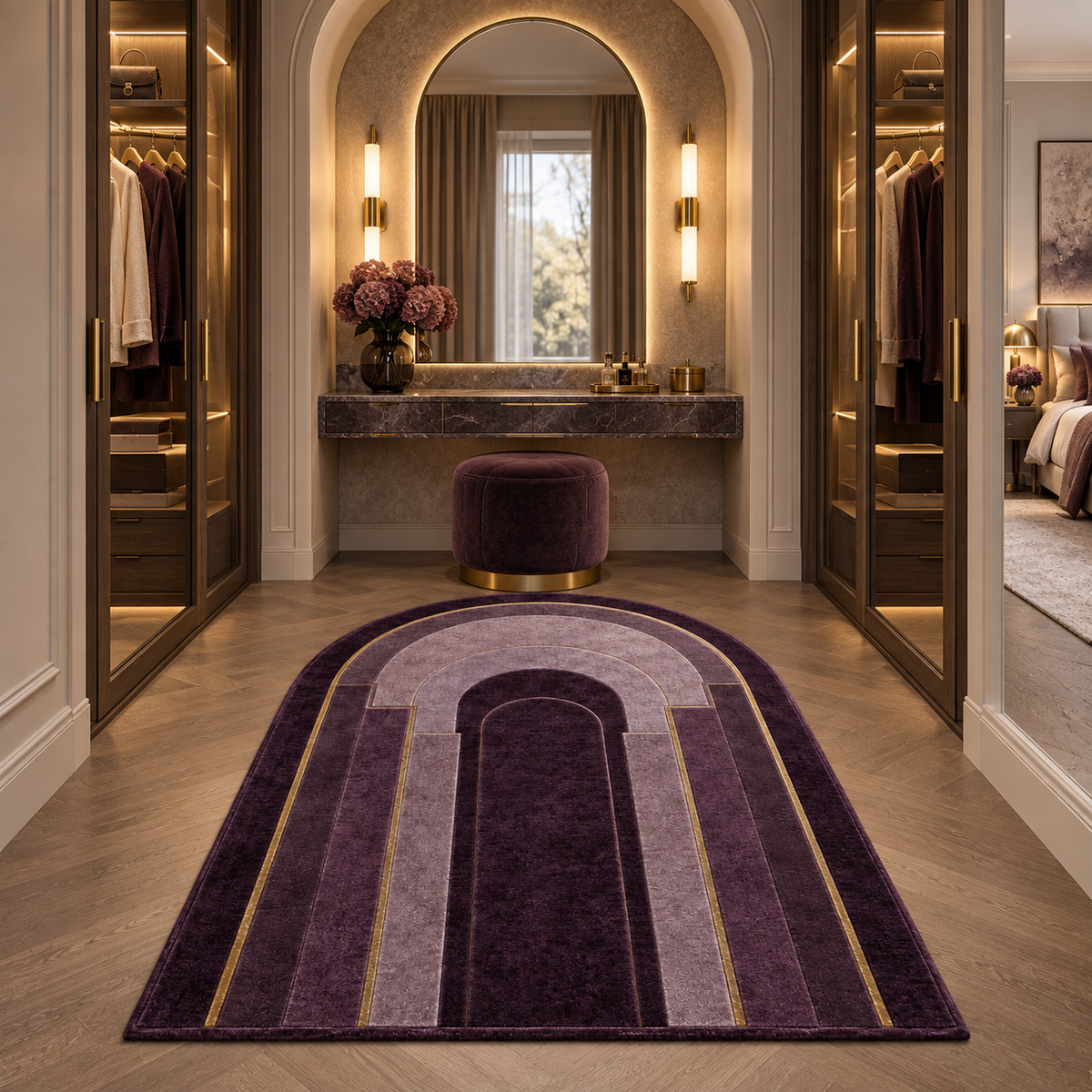 Amethyst Deco Cotton Chenille Arched Rug