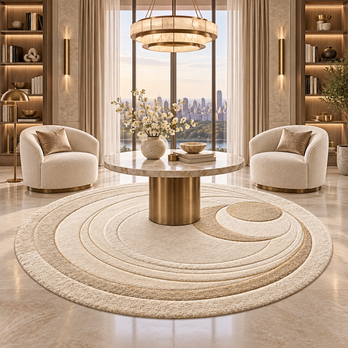 Aurelia Orbit Sculpted Round Area Rug