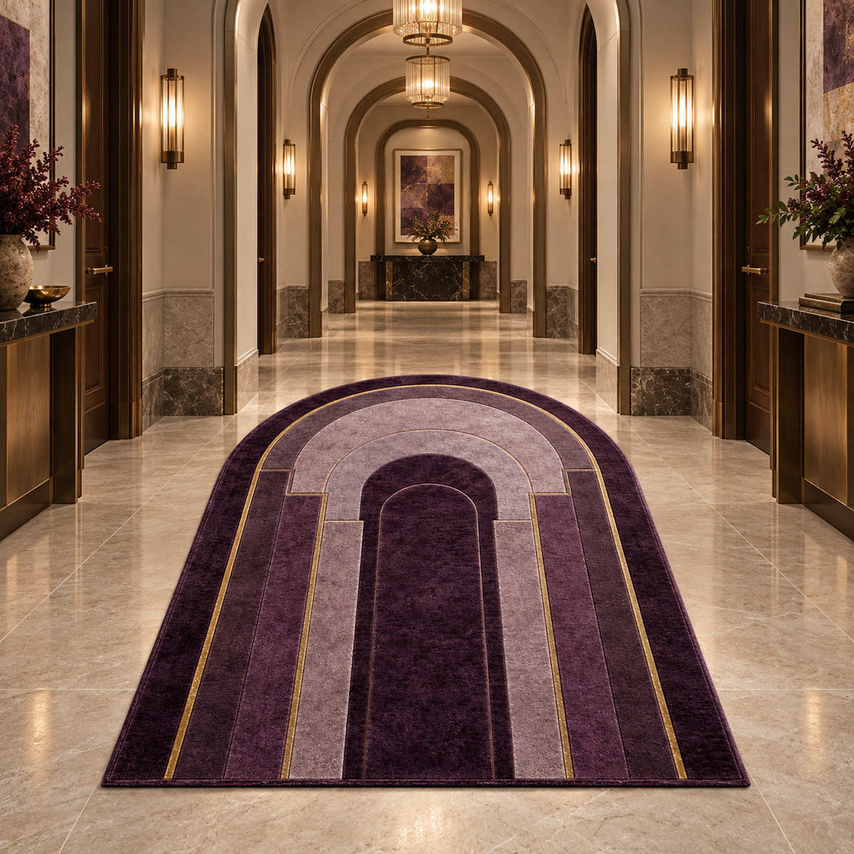 Amethyst Deco Cotton Chenille Arched Rug