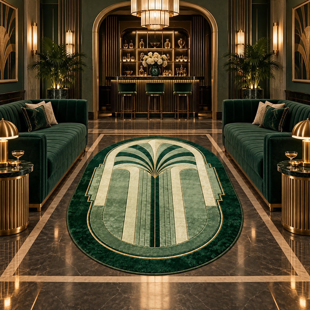 Verdant Palais Bamboo Silk Oval Rug